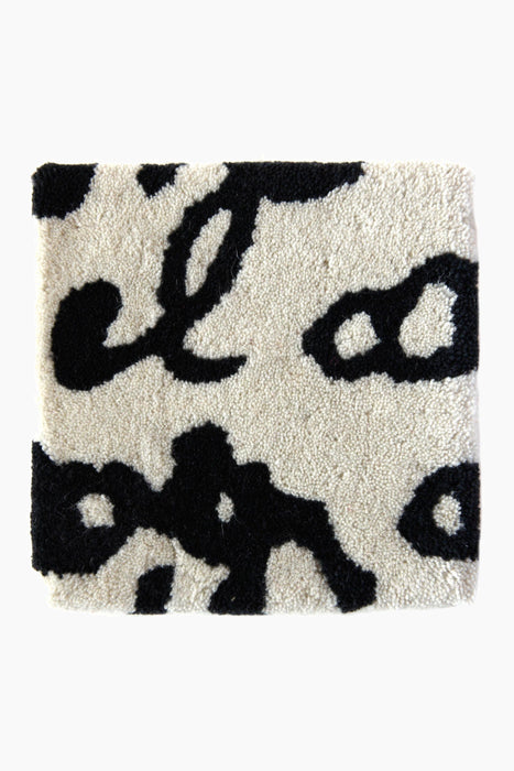 Black on White Manuscrit Runner L detail - 100% New Zealand wool - nanimarquina