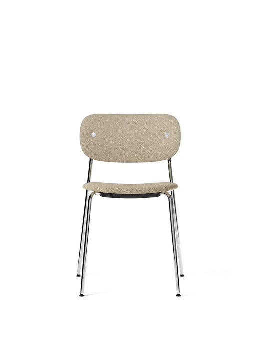 Co Dining Chair, Chrome Steel Base, Upholstered Seat and Back PC0T, EU/US - CAL117 Foam, 02 (Beige), Audo Bouclé, Audo Bouclé, Audo