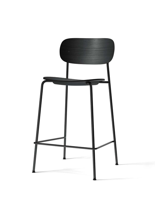 Co Counter Chair, Black Steel Base, Seat Height 65,5 cm, Black Oak Seat And Back