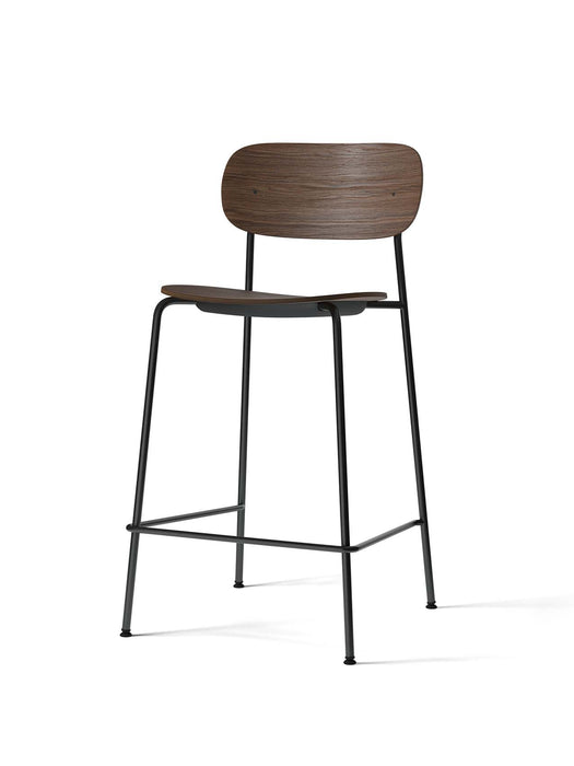 Co Counter Chair, Black Steel Base, Seat Height 65,5 cm, Dark Stained Oak Seat And Back