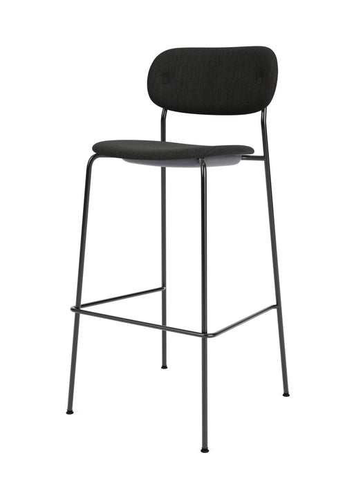 Co Bar Chair, Black Steel Base, Upholstered Seat And Back, PC1T, EU/US - CAL117 Foam, 0198 (Black), Re-wool, Re-wool, Kvadrat