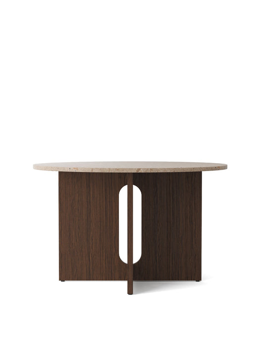 Androgyne, Dining Table, Ø120 cm, Dark Stained Oak Base, Kunis Breccia Stone Table Top