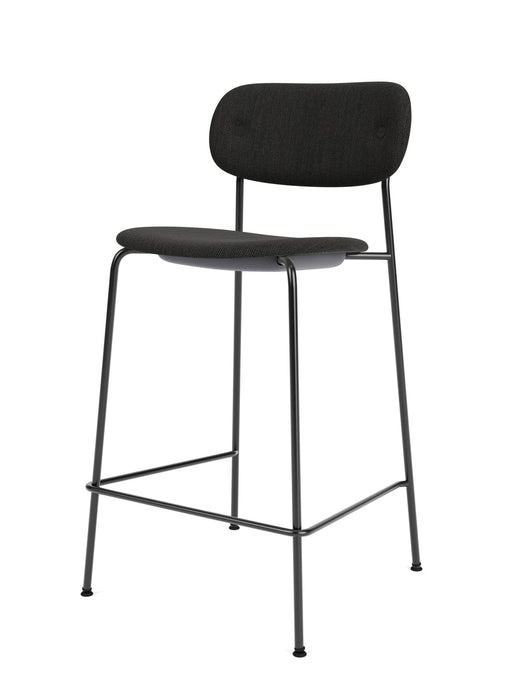 Co Counter Chair, Black Steel Base, Seat Height 68,5 cm, Upholstered Seat And Back, PC1T, EU/US - CAL117 Foam, 0198 (Black), Re-wool, Re-wool, Kvadrat