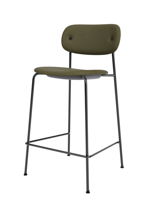 Co Counter Chair, Black Steel Base, Seat height 68,5 cm, Upholstered Seat And Back, PC0L, EU/US - CAL117 Foam, 0441 (Army), Sierra, Sierra, Camo