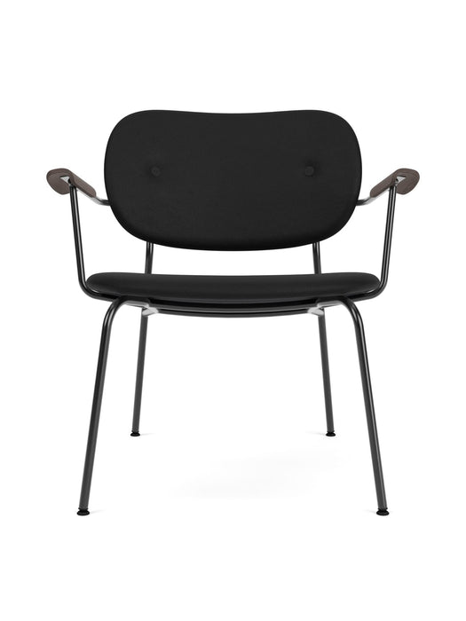 Co Lounge Chair, Black Steel Base, Upholstered Seat and Back PC0L, With Oak Arms, Dark Stained Oak, EU/US - CAL117 Foam, 1001 (Black), Sierra, Sierra, Camo