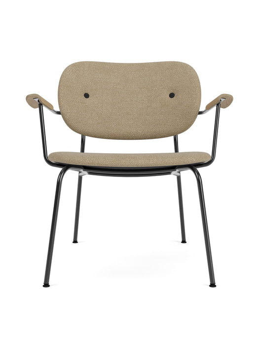Co Lounge Chair, Black Steel Base, Upholstered Seat and Back PC0T, Oak Arms, Natural Oak, EU/US - CAL117 Foam, 02 (Beige), Audo Bouclé, Audo Bouclé, Audo