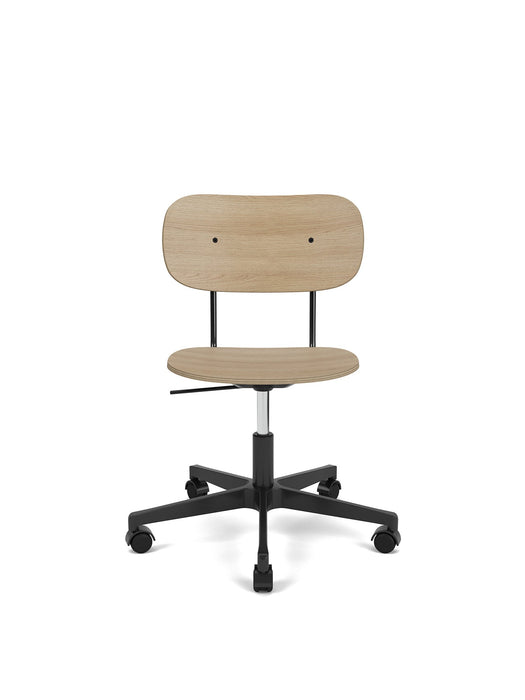 Co Task Chair, Star Base w/Casters For Hard Floor, Black Aluminium, Natural Oak Seat And Back