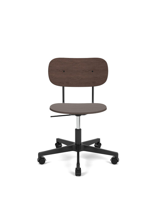 Co Task Chair, Star Base w/Casters For Hard Floor, Black Aluminium, Dark Stained Oak Seat And Back