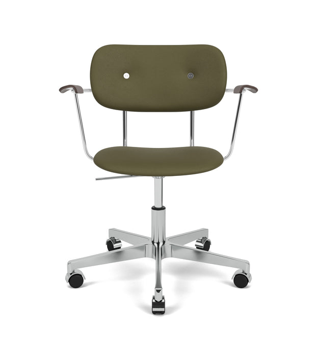 Co Task Chair w/Armrest, Star Base w/Casters, Polished Aluminium, Seat And Back Upholstered With PC0L, Oak Arms, Hard Floor, Dark St. Oak, EU/US - CAL117, 0441 (Army), Sierra, Sierra, Camo