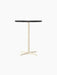 Front view of the Nook Counter Table, showing its round, dark charcoal tabletop and slim, ivory pedestal base with four feet.
