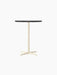 Front view of the Nook Counter Table with a round Kunis Breccia Stone top and an ivory powder-coated steel four-star base.