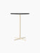 Front view of the Nook Bar Table, with a charcoal linoleum round tabletop and a powder-coated steel base in ivory.
