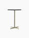 Front view of the Nook Bar Table with a round charcoal linoleum top and a slender ivory powder-coated steel pedestal base.