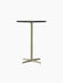 A front-on image of the Nook Bar Table, with a square, dark charcoal tabletop and slim, ivory single-column base.