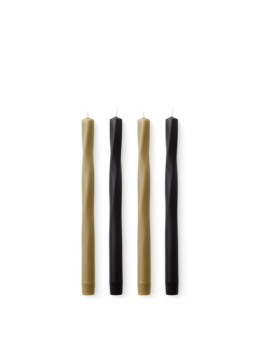 Twist Tapered Candle,  H30, Neutral, Set of 4 pcs