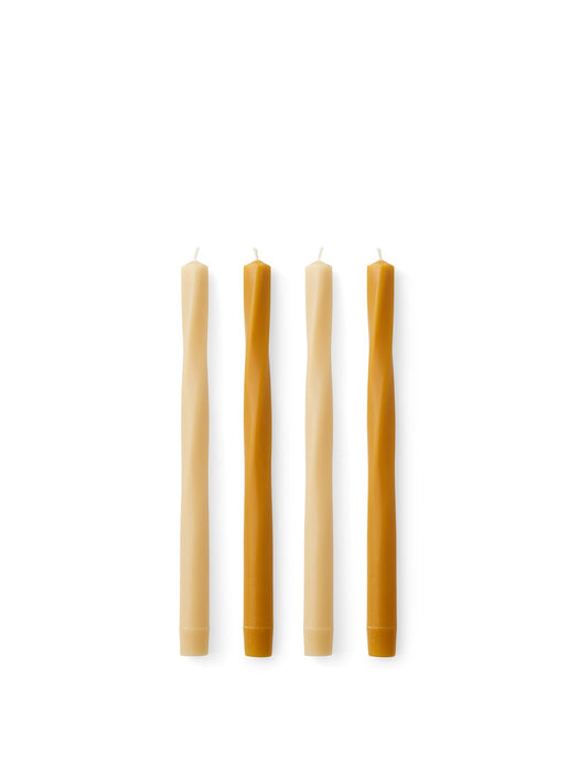 Twist Tapered Candle,  H30, Warm, Set of 4 pcs