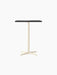 Front view of the Nook Counter Table with a rectangular dark grey top and a slender ivory pedestal on a black background.