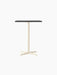 Front view of the Nook Counter Table with a rectangular charcoal linoleum top and an ivory steel pedestal base.