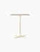 Front view of the Nook Counter Table with a square Kunis Breccia stone tabletop and an ivory-coloured metal pedestal base.
