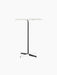 Front view of the Nook Bar Table with a rectangular white marble top and a slim, black powder-coated steel pedestal base.