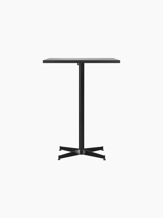 Front view of the Nook Counter Table, featuring a dark rectangular top and a slender black column on a cross-shaped base.