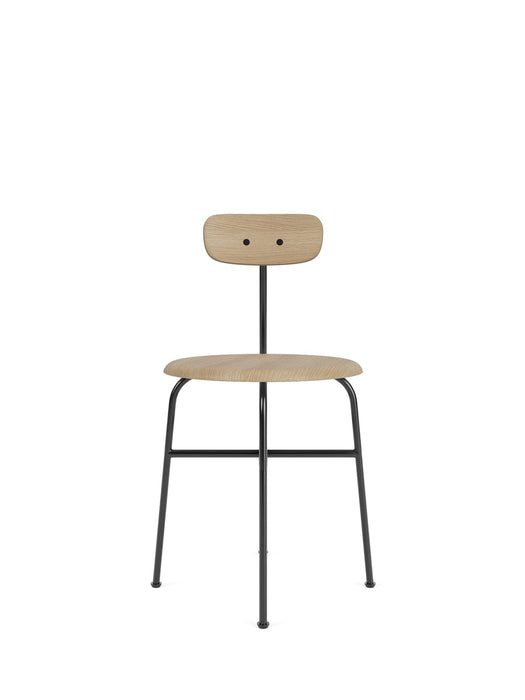 Afteroom Dining Chair, Black Steel Base, Natural Oak Seat, Natural Oak Back