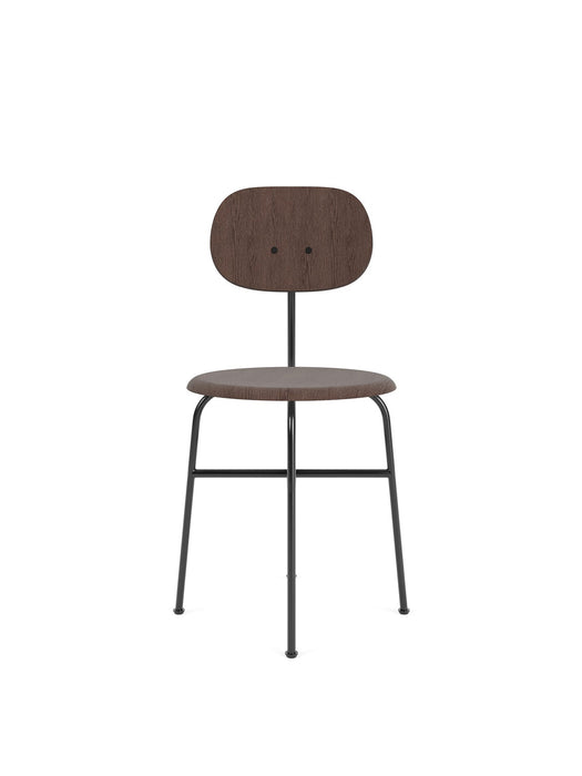 Afteroom Dining Chair Plus, Black Steel Base, Dark Stained Oak Seat, Dark Stained Oak Back