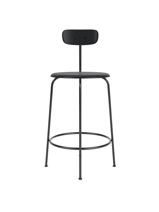 Afteroom Counter Chair, Black Steel Base, Black Painted Ash Seat, Black Painted Ash Back