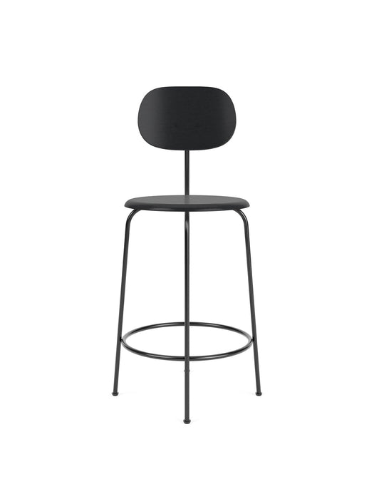 Afteroom Counter Chair Plus, Black Steel Base, Black Painted Ash Seat, Black Painted Ash Back
