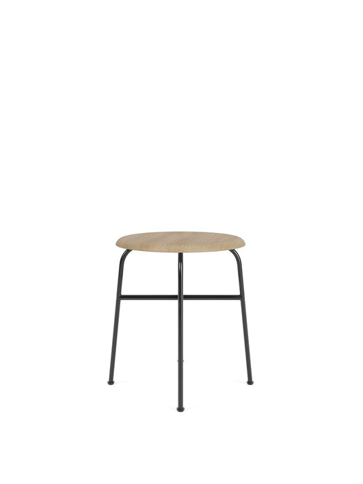 Afteroom Stool, Black Steel Base, Natural Oak Seat