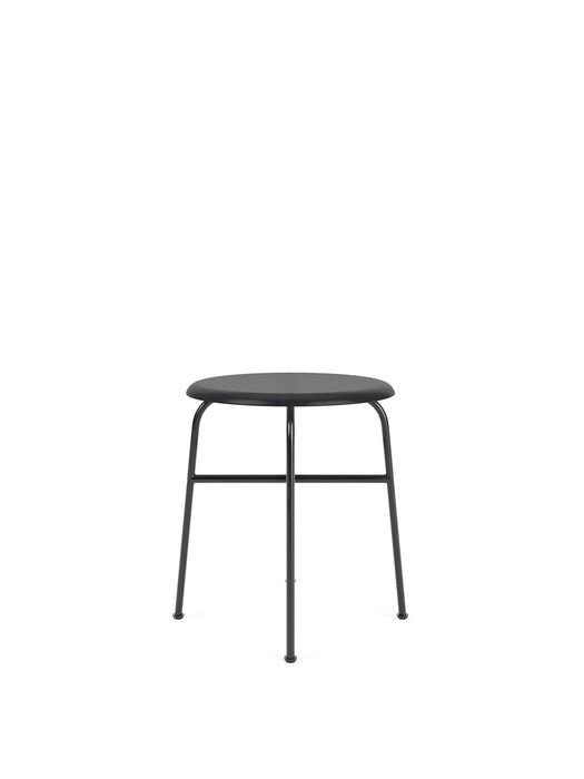 Afteroom Stool, Black Steel Base, Black Painted Ash Seat