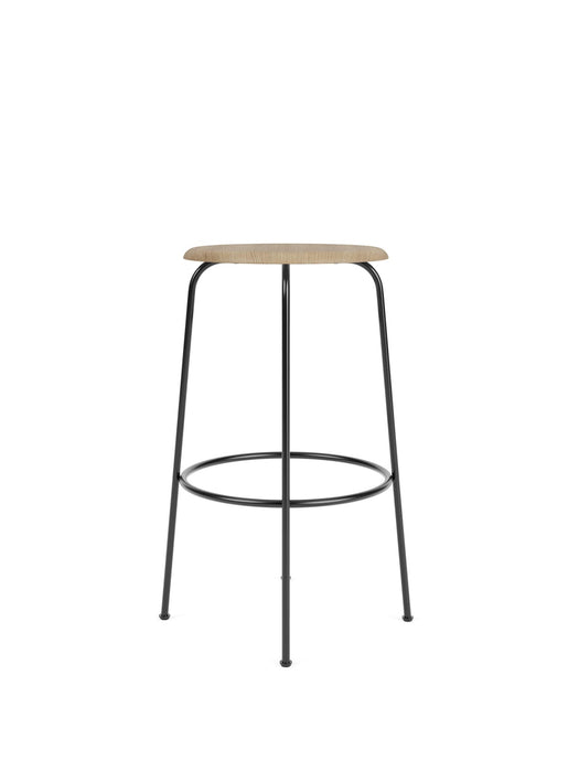 Afteroom Bar Stool, Black Steel Base, Natural Oak Seat