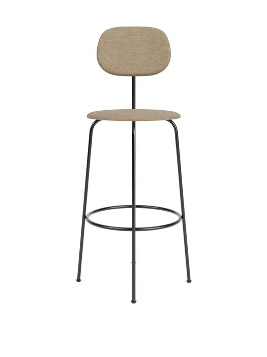 Afteroom Bar Chair Plus, Steel Base, Seat Height 73,5 cm, Upholstered Seat and Back PC0T, Black Base, EU/US - CAL117 Foam, 02 (Beige), Audo Bouclé, Audo Bouclé, Audo