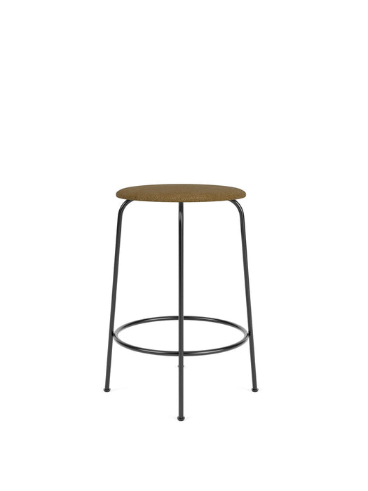Afteroom Counter Stool, Steel Base, Seat Height 65 cm, Upholstered Seat PC0T, Black Base, EU/US - CAL117 Foam, 06 (Gold), Audo Bouclé, Audo Bouclé, Audo