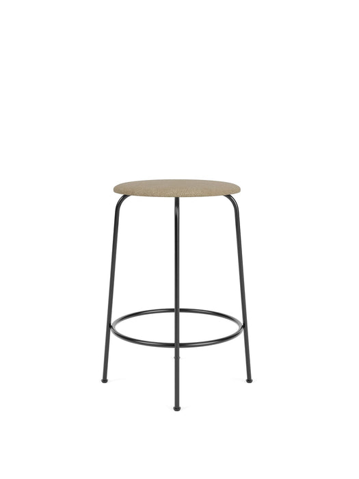 Afteroom Counter Stool, Steel Base, Seat Height 65 cm, Upholstered Seat PC0T, Black Base, EU/US - CAL117 Foam, 02 (Beige), Audo Bouclé, Audo Bouclé, Audo