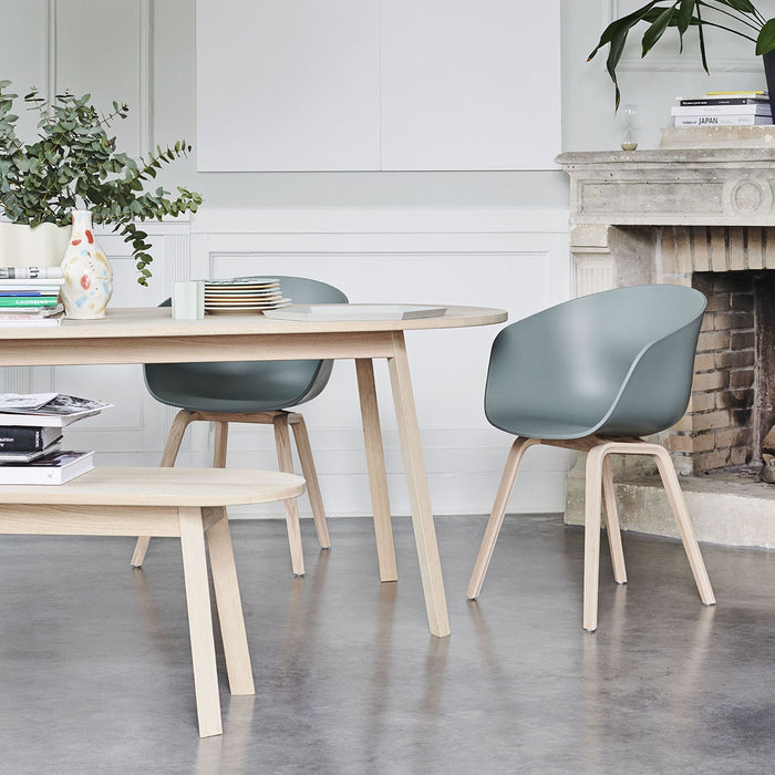 AAC22 Black water-based lacquered oak veneer 4 leg base Standard glider - HAY