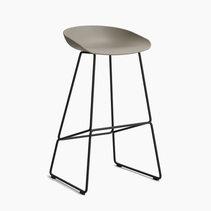 AAS38 Bar Stool Low White powder coated steel Sled base H65 Standard glider - HAY