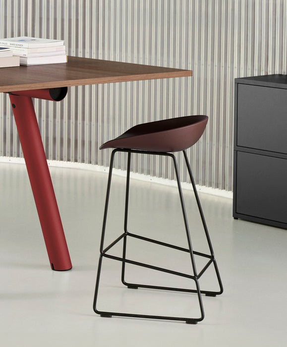 AAS38 Bar Stool Low Black powder coated steel Sled base H65 Standard glider - HAY