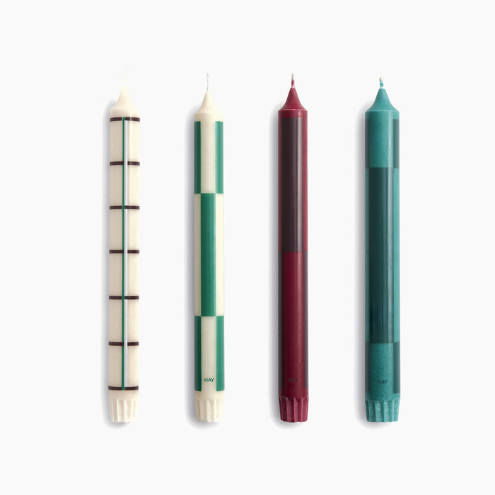 Greens and bordeaux Set of 4