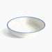 White with blue rim