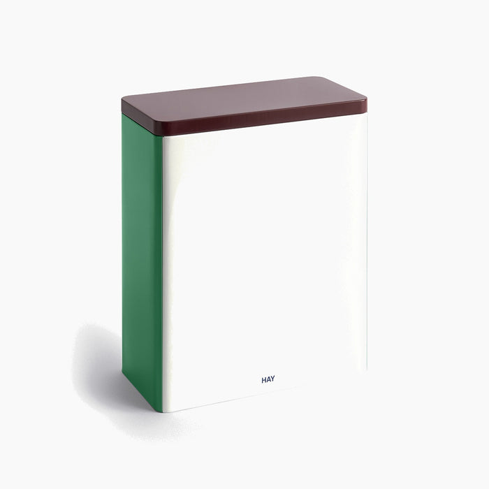 Off-White, burgundy and green