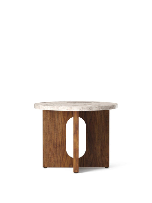 Androgyne, Side Table, Ø50, Walnut Base, Kunis Breccia Tabletop