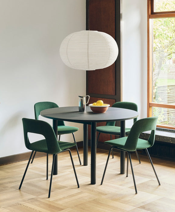 Annex Table Round Water-based lacquered oak legs Anodized aluminium apron Adjustable gliders - HAY