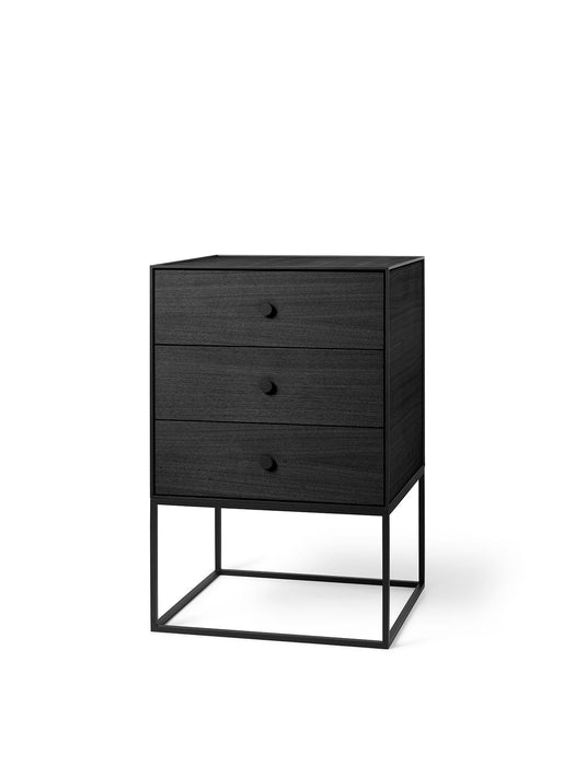 Frame Sideboard 49, Black Stained Ash, With 3 Drawers
