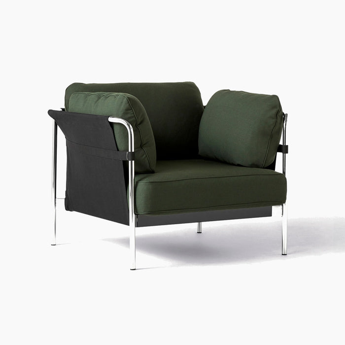 Can 1 seater Chromed steel frame Black strap - HAY
