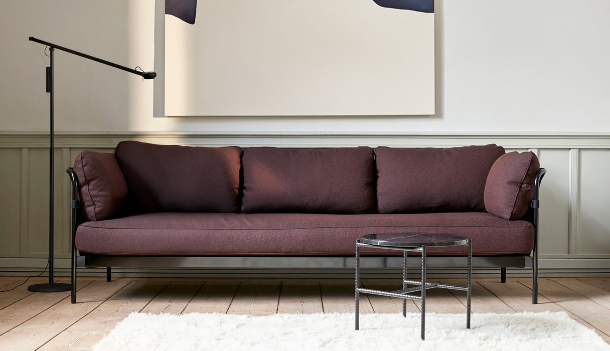Can 3 seater Black powder coated steel frame Black strap - HAY