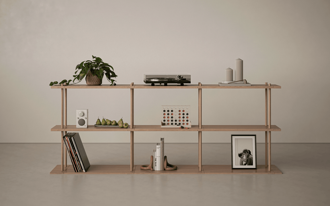 Bond 20 Shelf - Fogia Bond Shelving system free standing FS203 30 cm Lacquered oak lifestyle 01