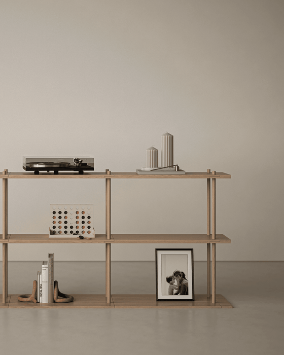 Bond 20 Shelf - Fogia Bond Shelving system free standing FS203 30 cm Lacquered oak lifestyle 02