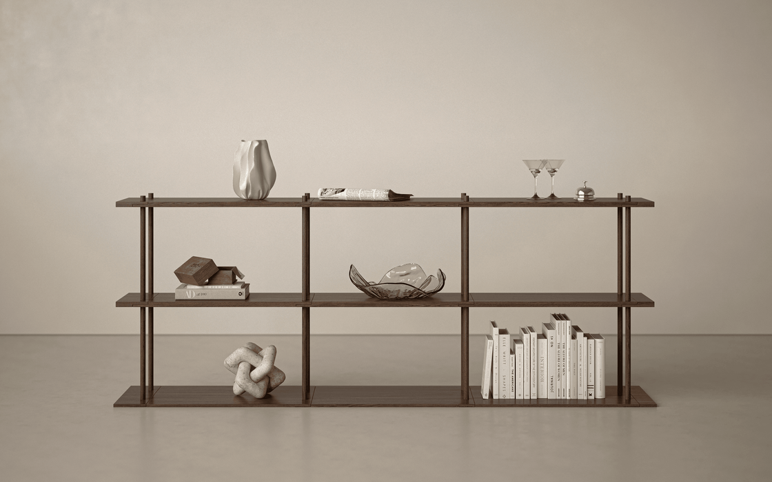 Bond 20 Modular Shelving System - Fogia Bond Shelving system free standing FS203 30 cm Smoked oak lifestyle 01