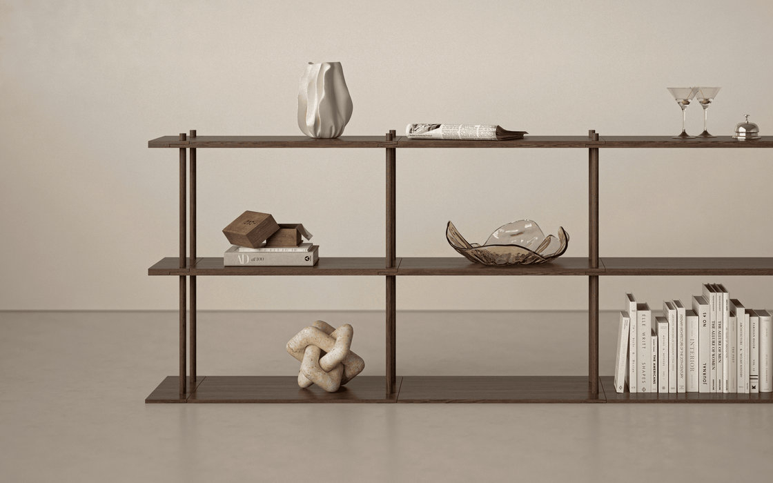 Bond 20 Modular Shelving System - Fogia Bond Shelving system free standing FS203 30 cm Smoked oak lifestyle 02